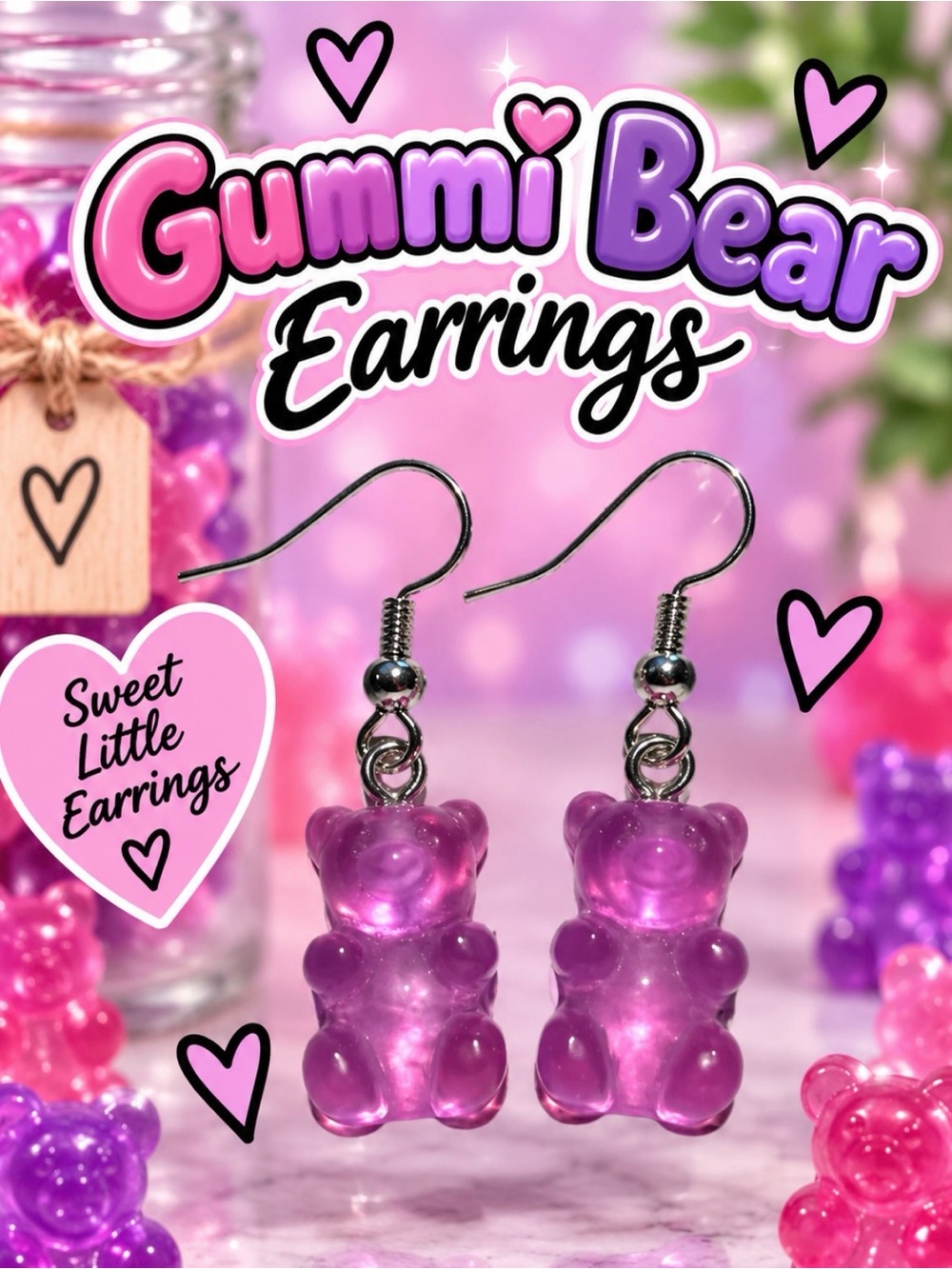 Gummi Bear Earrings - Purple